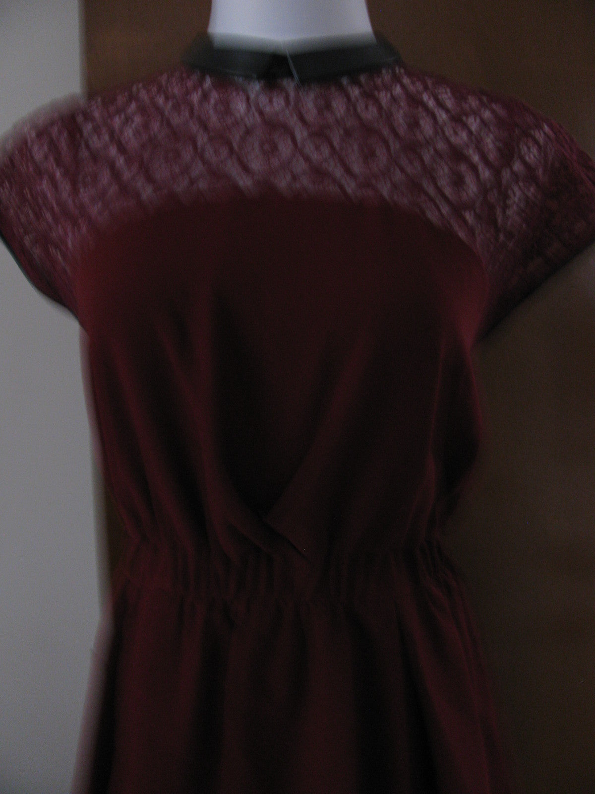 W118 Walter Baker Womens Burgundy Peplum Faux Leather Trim Evening Dress S NWT