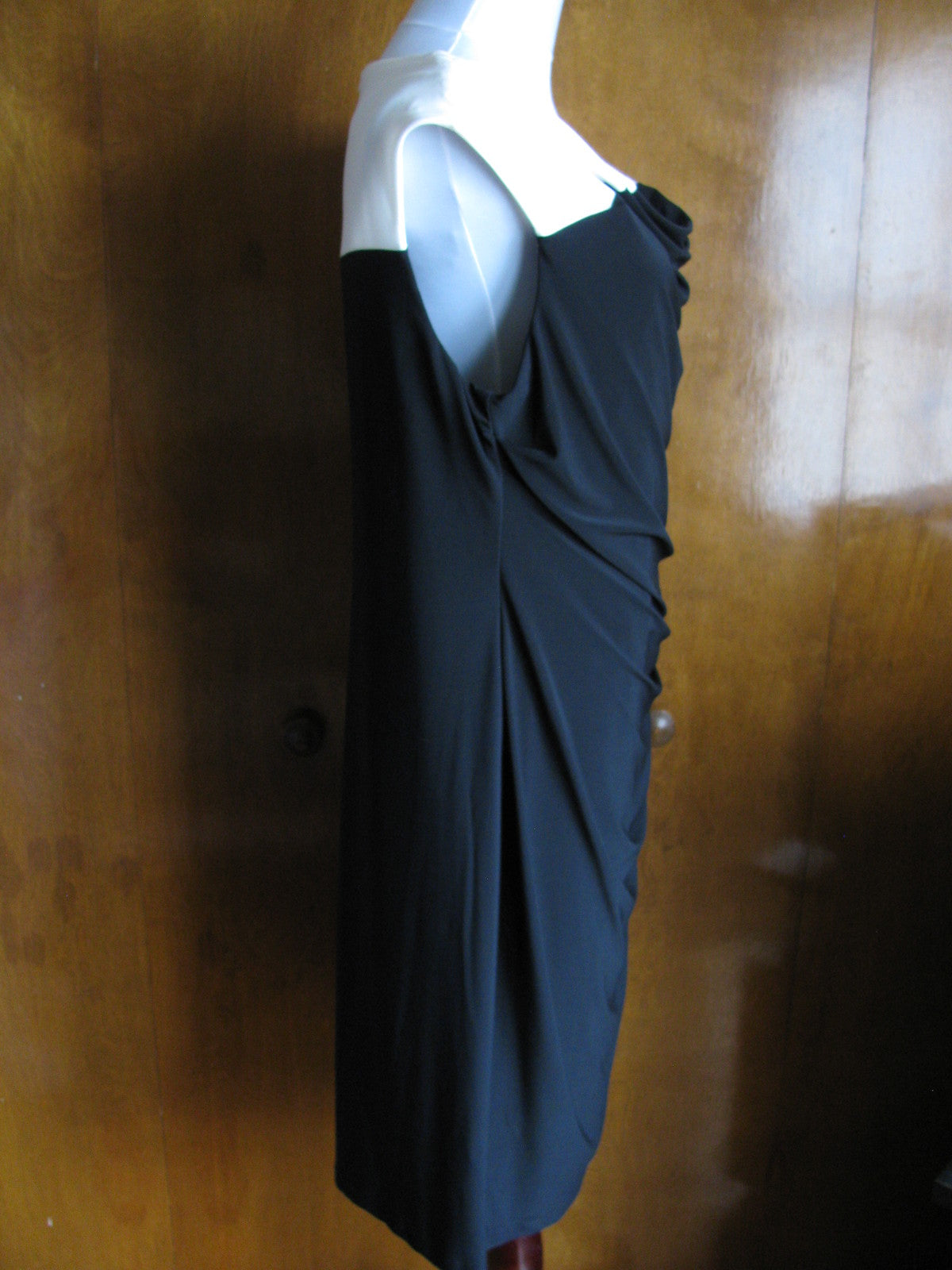 Ralph Lauren Women's Black White Faux Wrap Evening Lined Dress Size 14