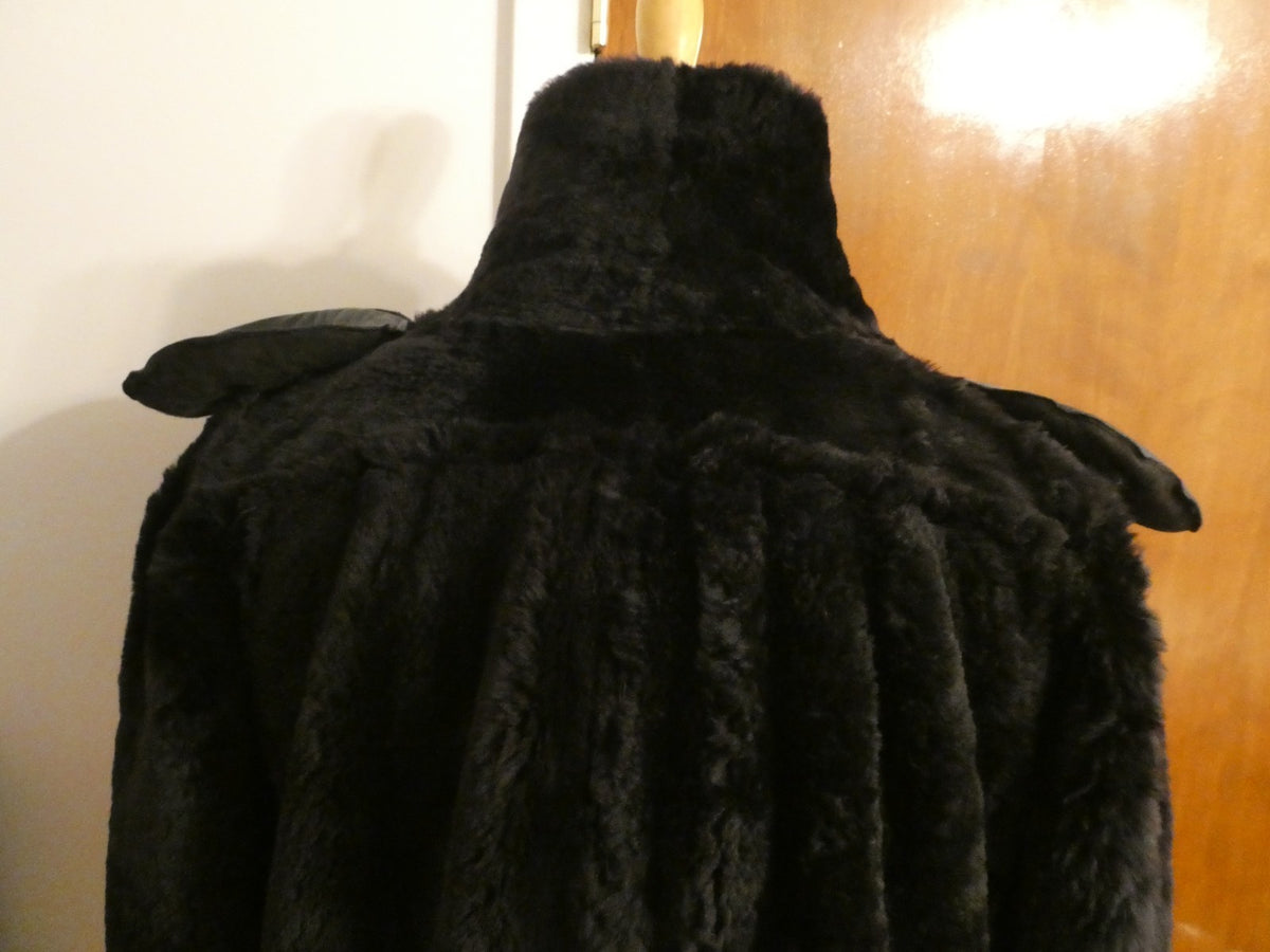 Adarcrea Women Black Shearling Sheepskin A-Line Winter Coat SZ 10 (US 14) Spain