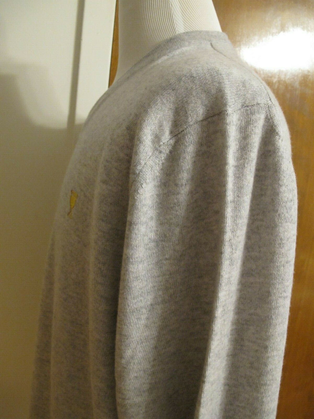 Lacoste men's chalkboard heather cashmere V-neck sweater 3XL (fits 2XL) 