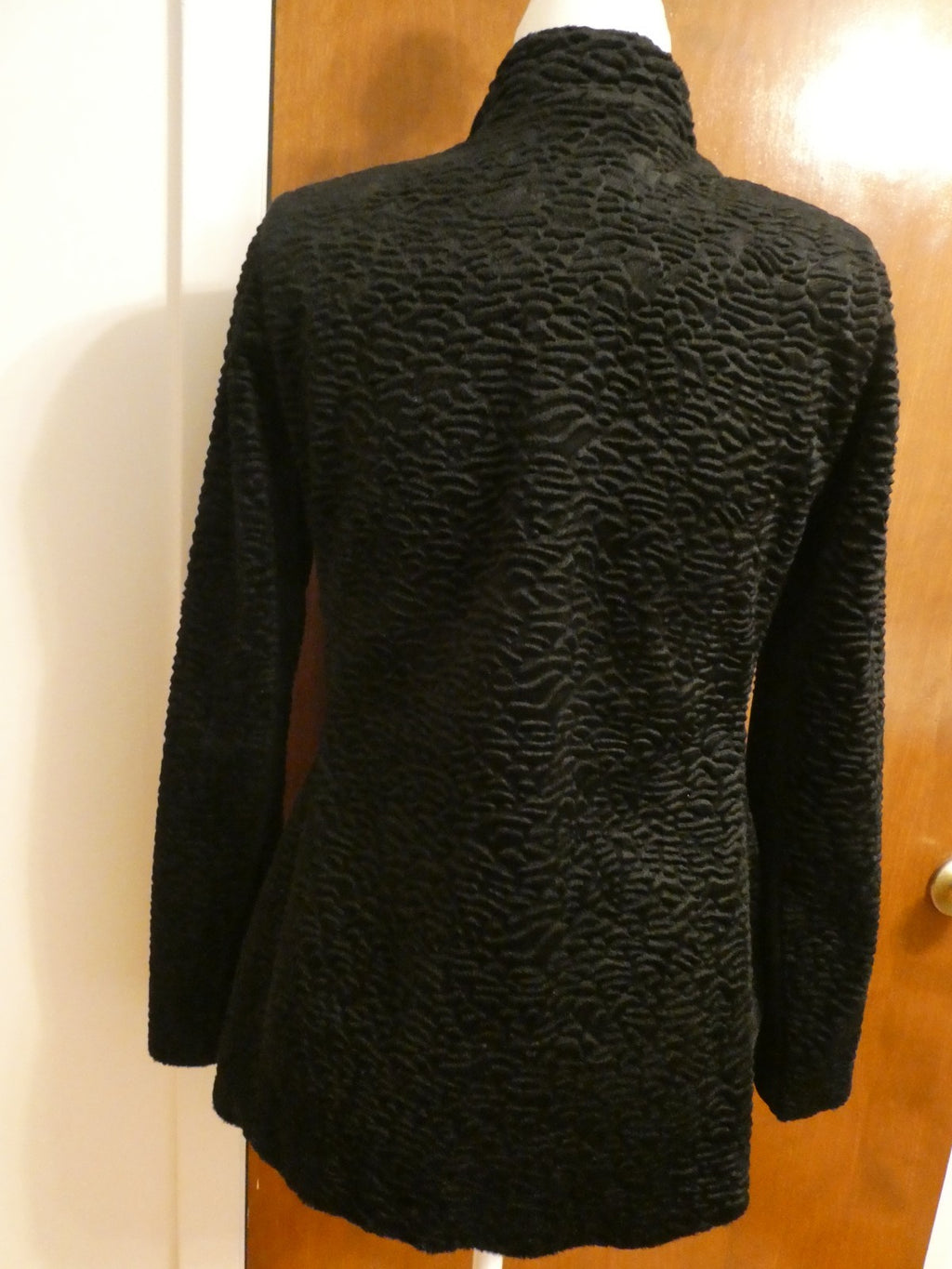 Carol Anderson By Invitation Women Textured Velour Black Jacket Toggle Buttons S