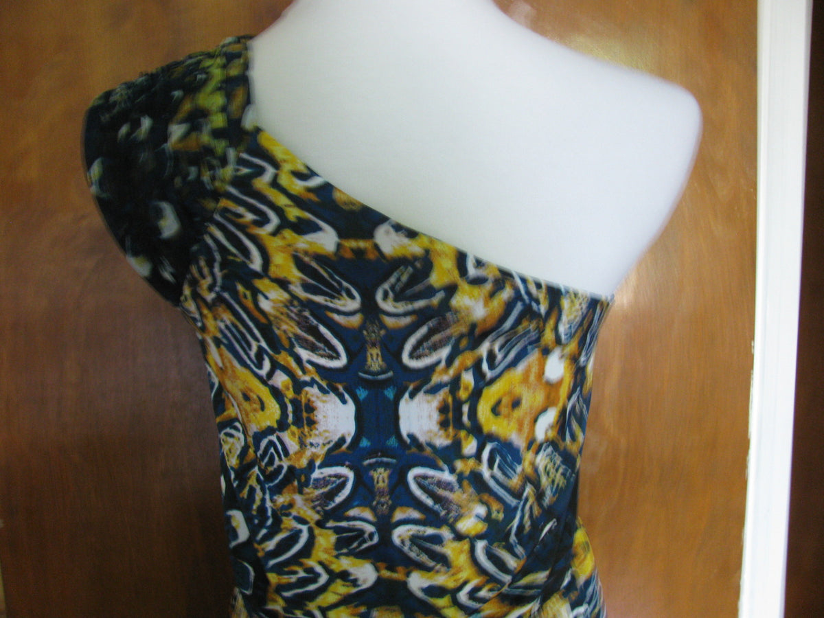 Buffalo women’s one shouldered teal combo mini dress size large NWT