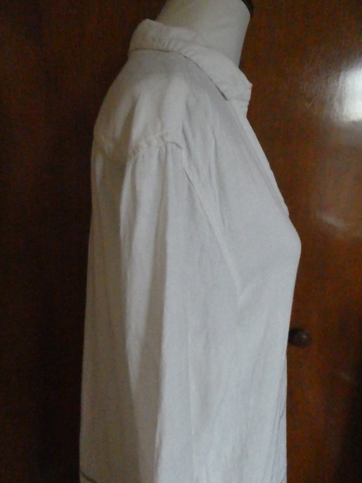 Tahari 100% Linen Striped Tunic Dress White Long Sleeve Pockets Size Medium