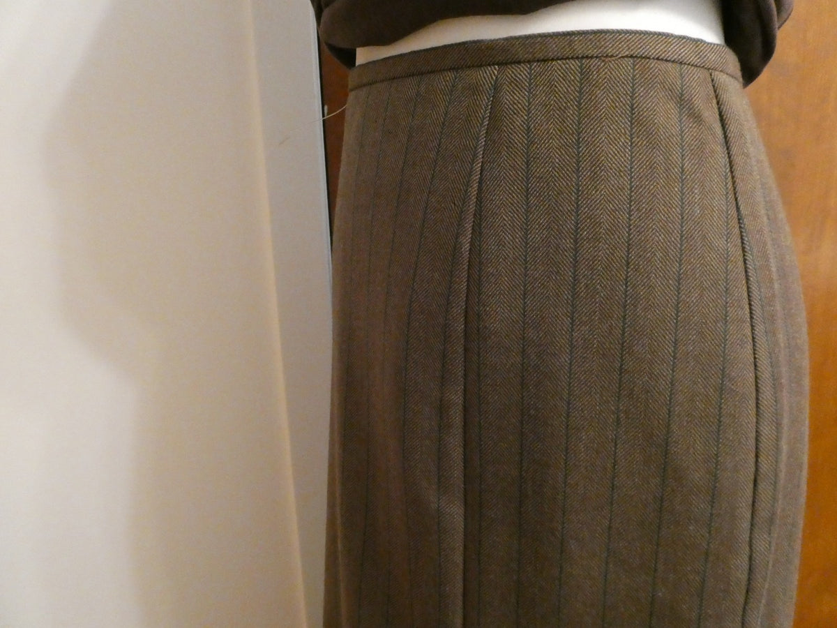 Harve Benard Women Brown Midi A Line 100% Wool/Lana Skirt 12 Made in Ukraine