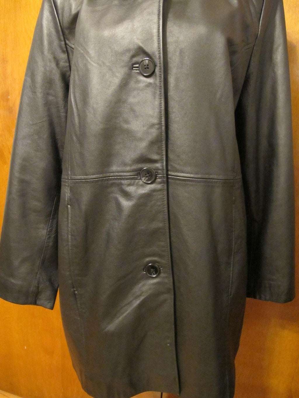 Jaclyn Smith Women's Black Real Genuine Leather Jacket Coat Size Large