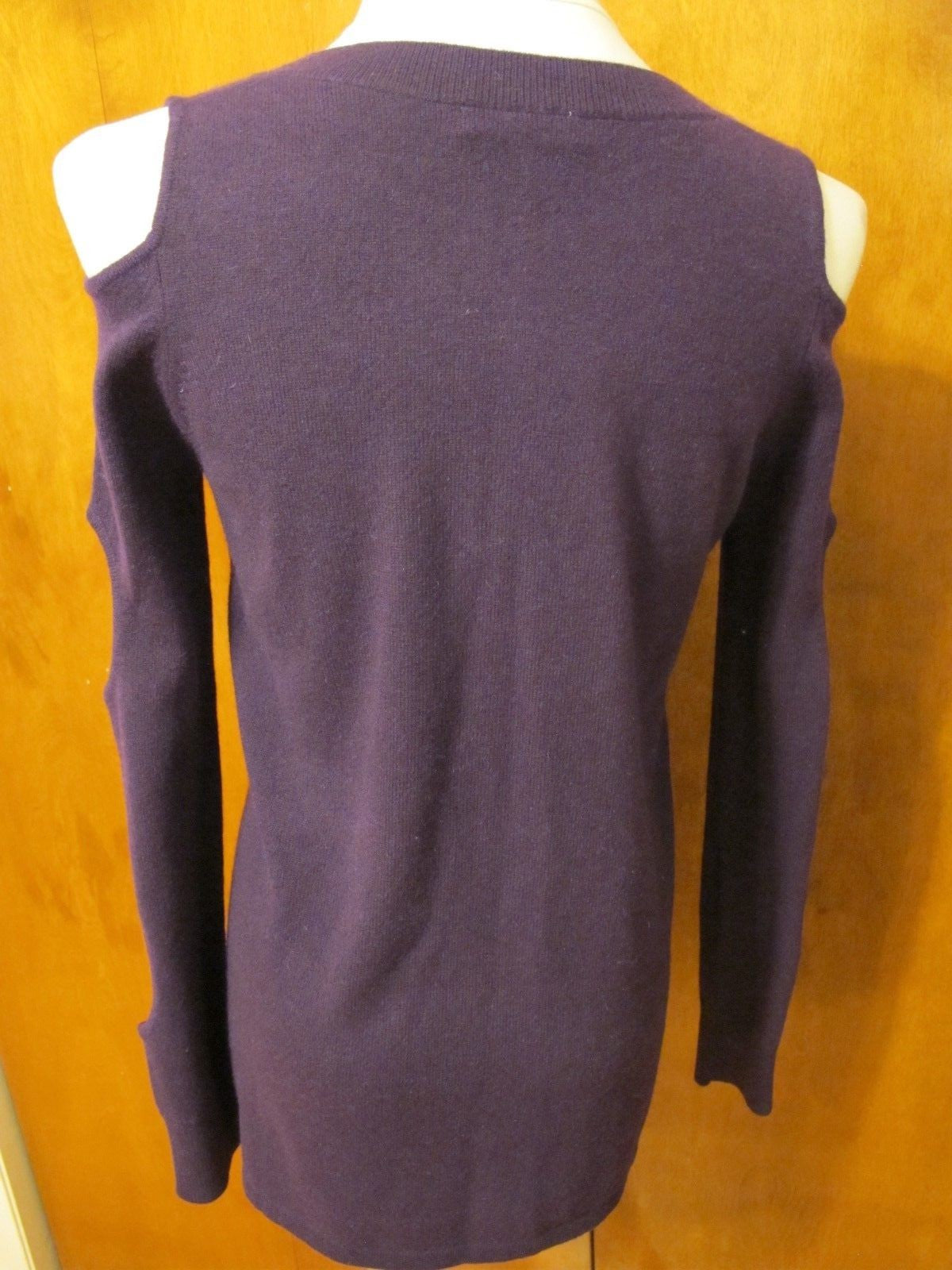 Bloomingdale Aqua Women's Purple Amethyst Cashmere Soft Cold-Shoulder Sweater
