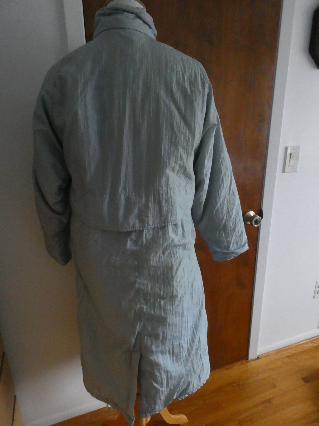 Vintage Montana Hamburg Long Winter Soft Blue-Gray Coat Nylon Size 46 US Size 10