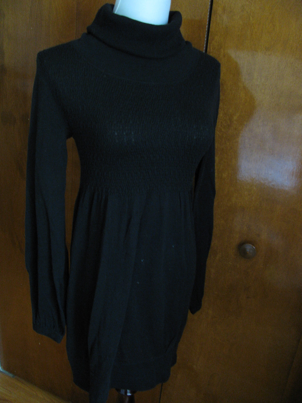 Aqua Women's Black Cotton Tunic Sweaterdress Medium New