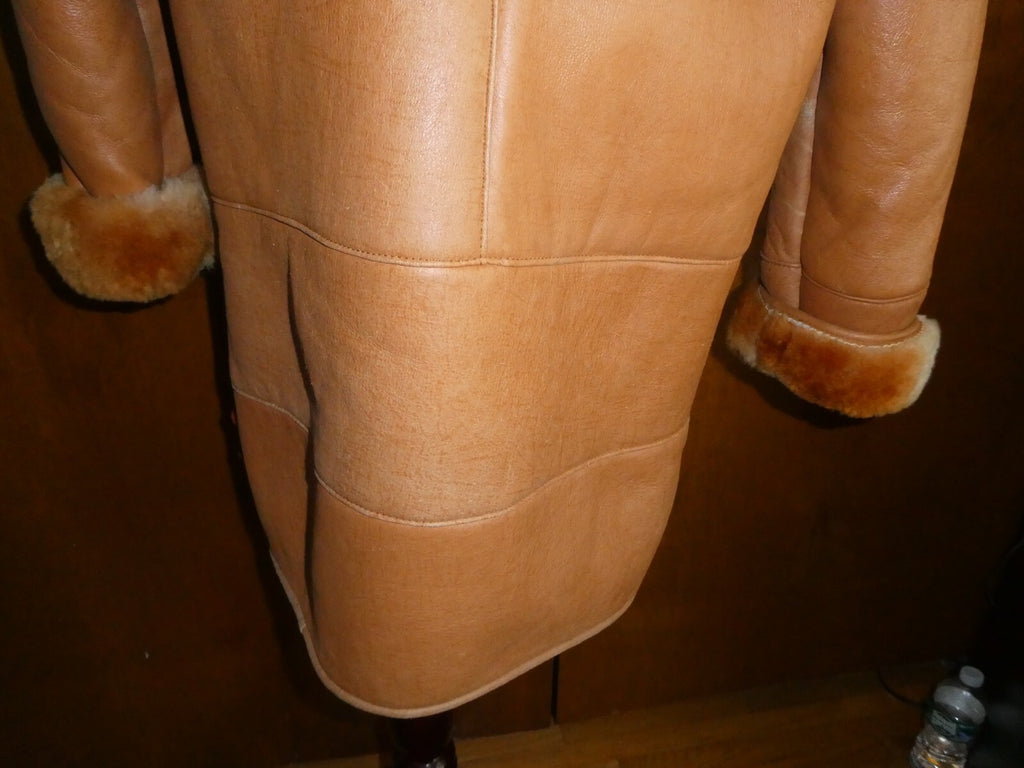 Song Wang women’s copper synthetic leather w/faux fur lining coat/jacket Medium