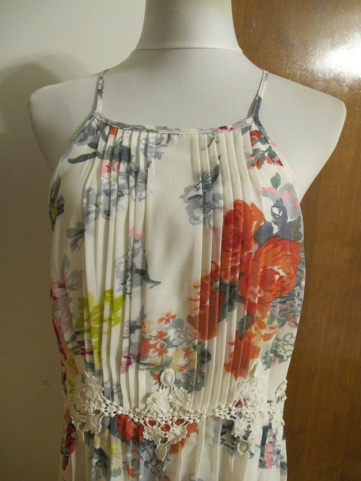 Anthropologie Ranna Gill Floral Swing Crochet Lace Detailed  Dress Large