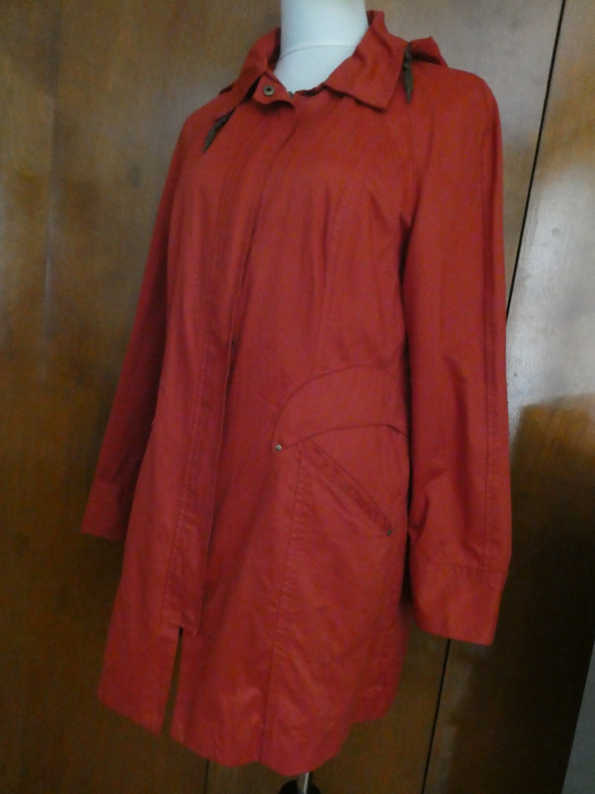 Cole Haan Burnt Orange Hooded Zip Down Zip Out Lined Pea Coat Medium