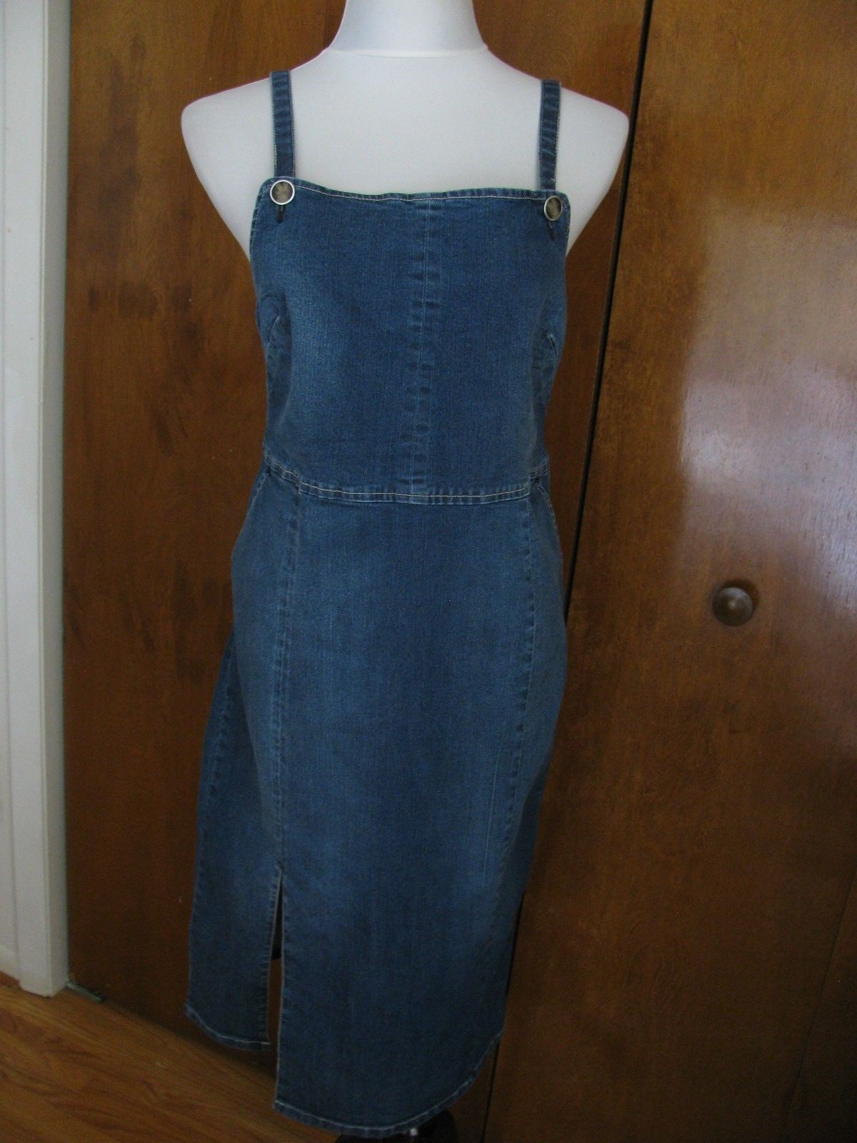 Guess women’s blue denim overalls inspired cotton dress New