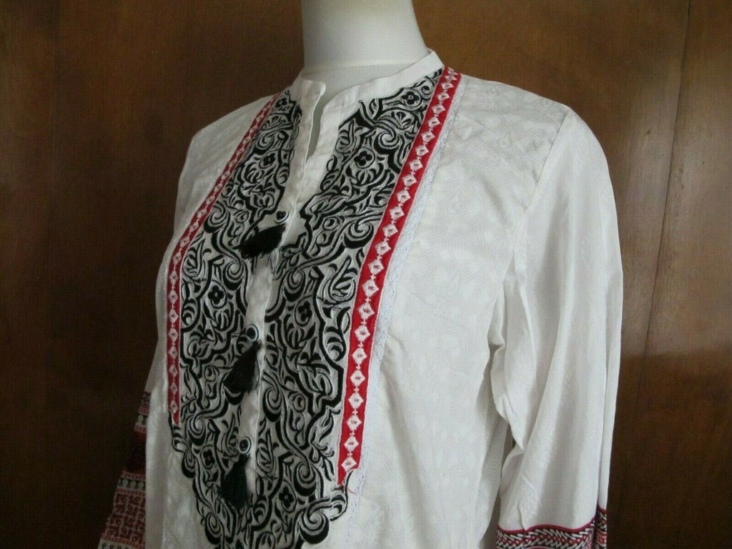 Lime Light Women’s White Embroidered  Cotton Tunic Top Or Swim Cover Large