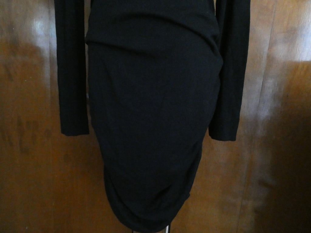 Rachel Roy women's stylish detailed black cowl neck long sleeves dress New