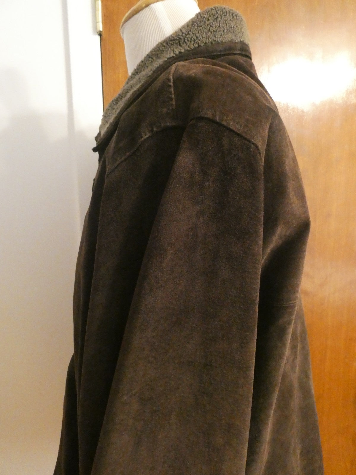 Pacific Trail Men’s Brown Suede Leather Jacket Sherpa Lined Size XL