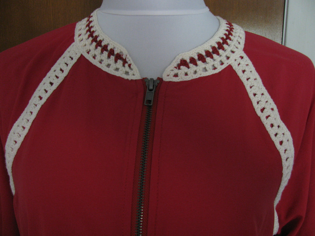 Free People Women’s Ruby Crocheted Trim Sporty Lightweight Jacket Size Large NWT