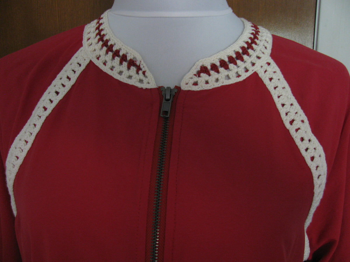 Free People Women’s Ruby Crocheted Trim Sporty Lightweight Jacket Size Large NWT