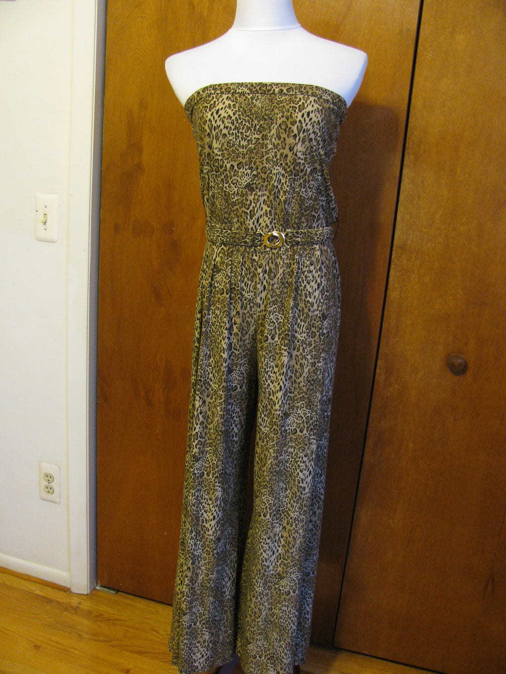 MSK women’s jumpsuit leopard black size large NEW