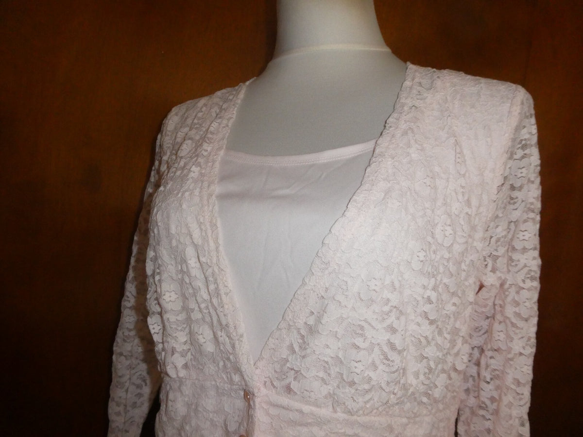 ALFANI Women's Sugar Pink Fringe-textured Sheer Lined Blouse Shirt Top Large