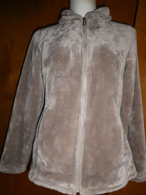32 Degrees Heat Women’s Gray Urban Chic Plush Faux Fur Soft Zipper Jacket small