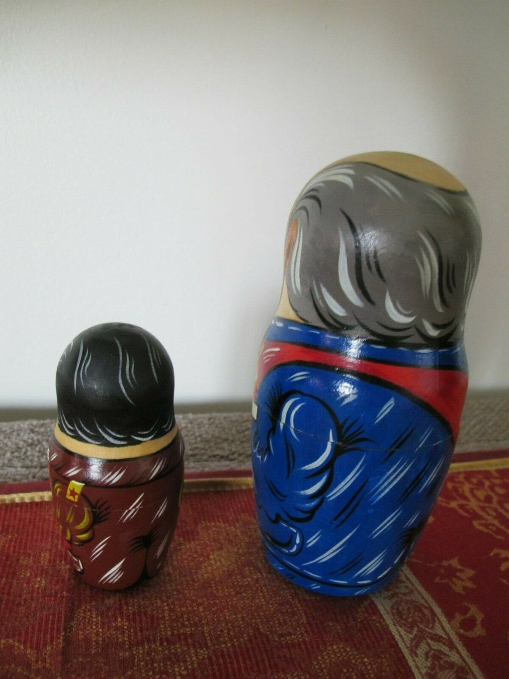 Russian Soviet Presidents Yeltsin Gorbachev Brezhnev Wooden Matreshka Doll 