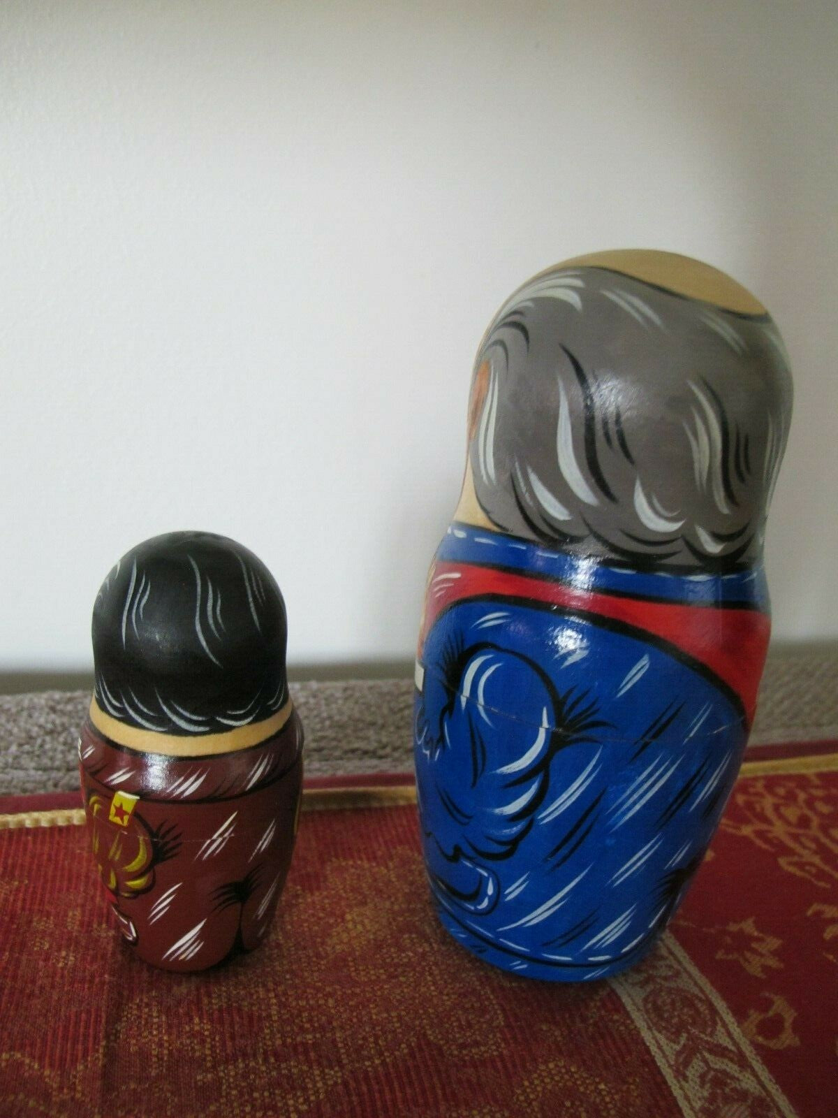 Russian Soviet Presidents Yeltsin Gorbachev Brezhnev Wooden Matreshka Doll 