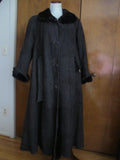 Womens Dark Black Shearling Sheepskin A Line Winter Coat Spain 10 Run Big US 14