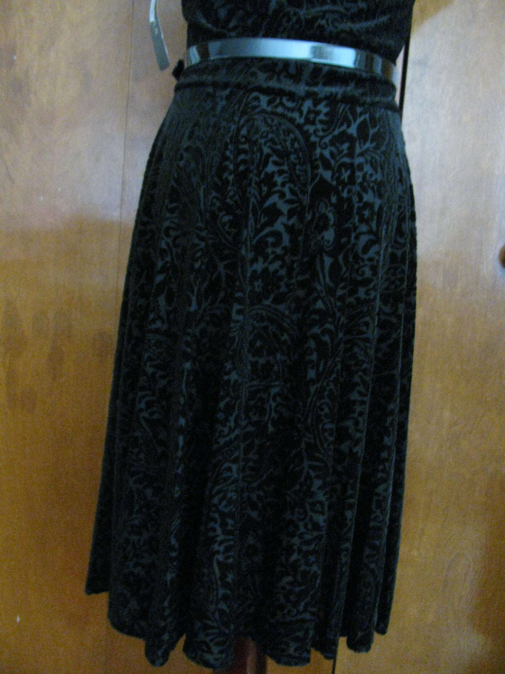 Ralph Lauren women black velour evening A-line dress  New