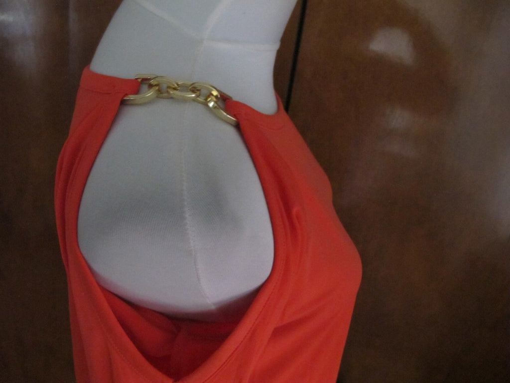Michael Kors women’s mandarin chain trim gold shoulder top Large 
