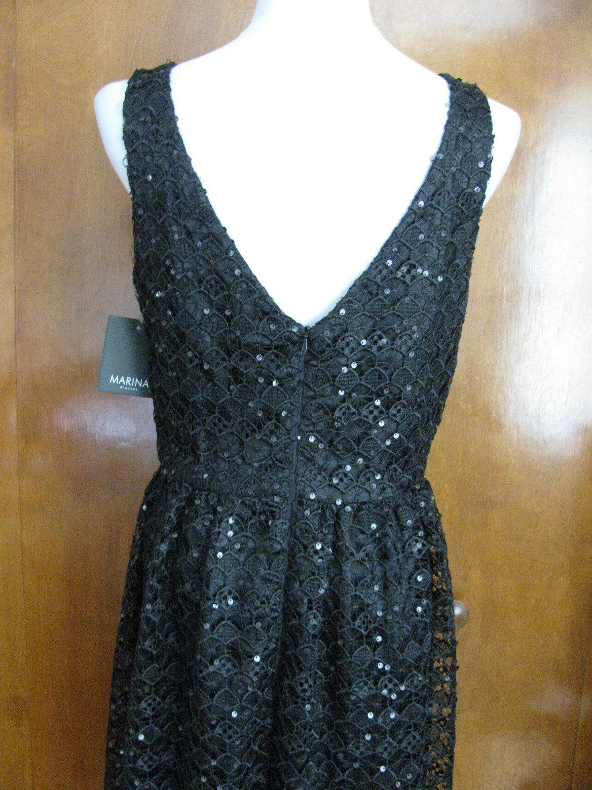 Marina Women's Black Evening Lined Dress Size 12