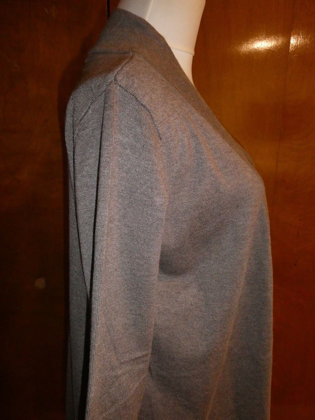 Linda Matthews Women's Brown Open Front Detailed Cardigan Large