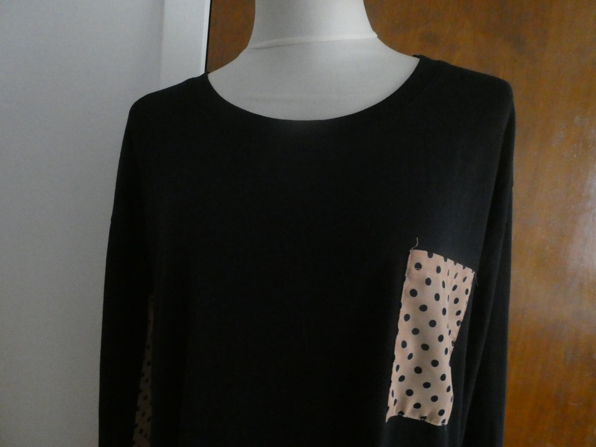 Tulipian women's black multi color long sleeves top size large