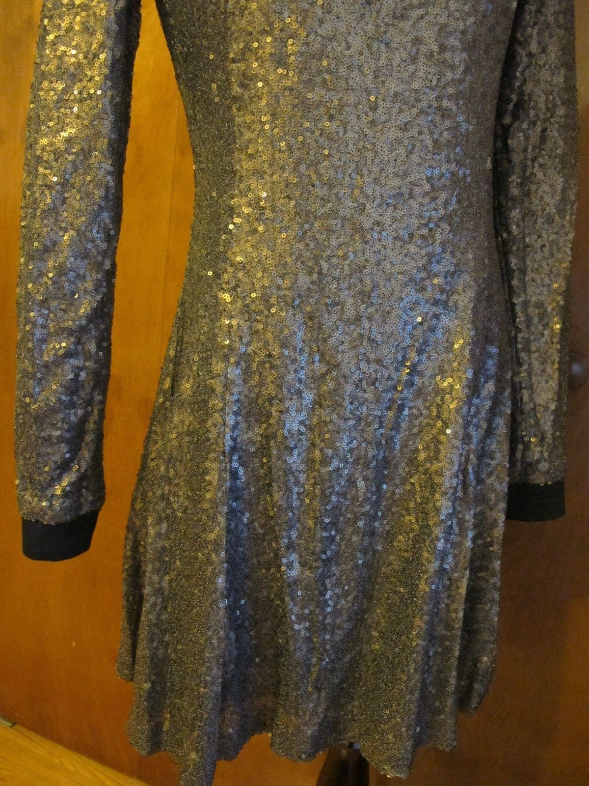 Rachel Roy Women’s Gold Sequin Fit Flare Lined Evening Dress 