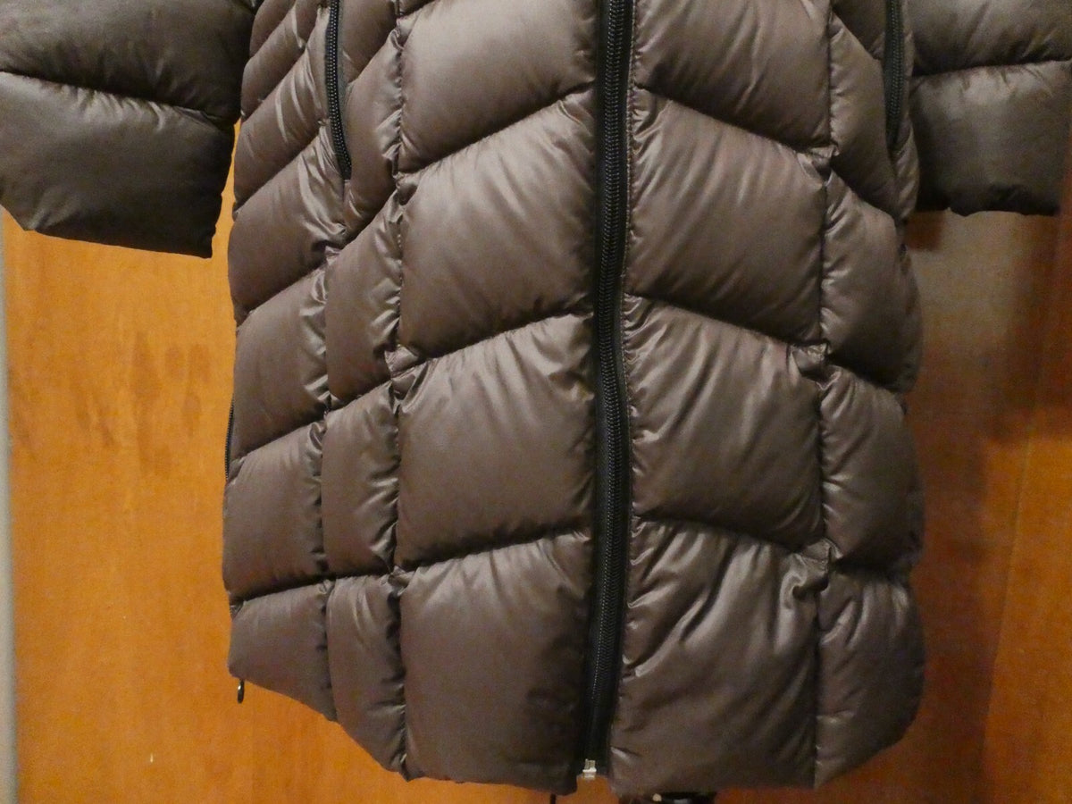 Bernardo Women's Brown Puffer Quilted Down Long Coat Medium