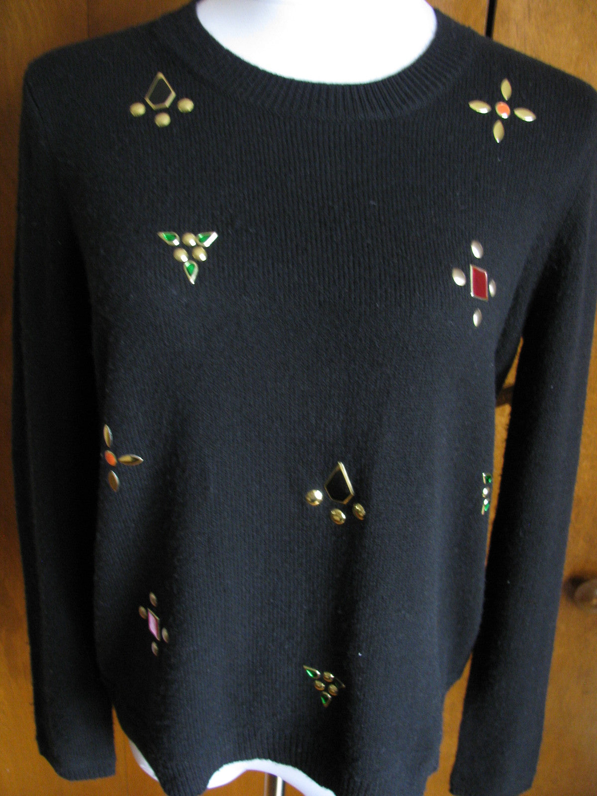 Rachel Roy Women's Black Detailed  Sweater Large New