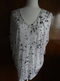 Michael Kors Women Top White/Black Splash Print 100% Tencel Medium $69.50