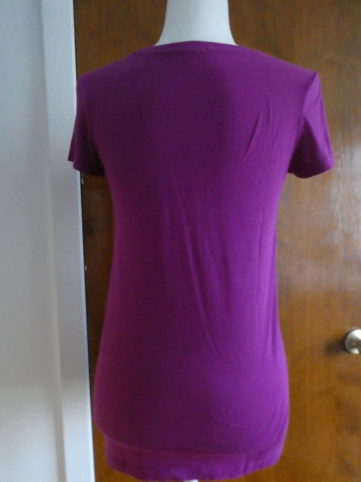 GAP Women’s Purple Bow Detail Top Size Small Cotton Modal Short Sleeve Stretch