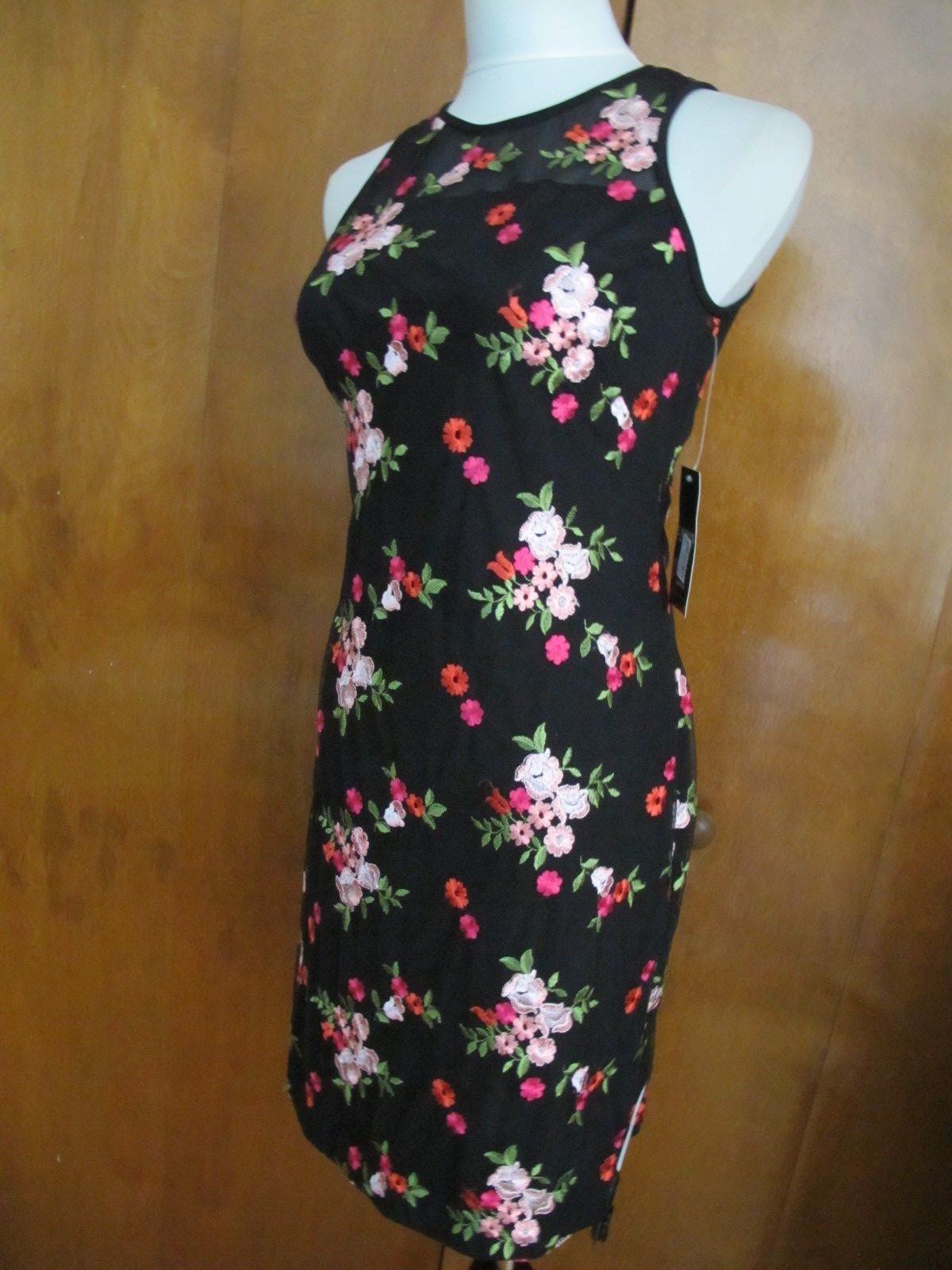 Ralph Lauren Women’s Black Embroidered Floral Sheath Dress size 2 