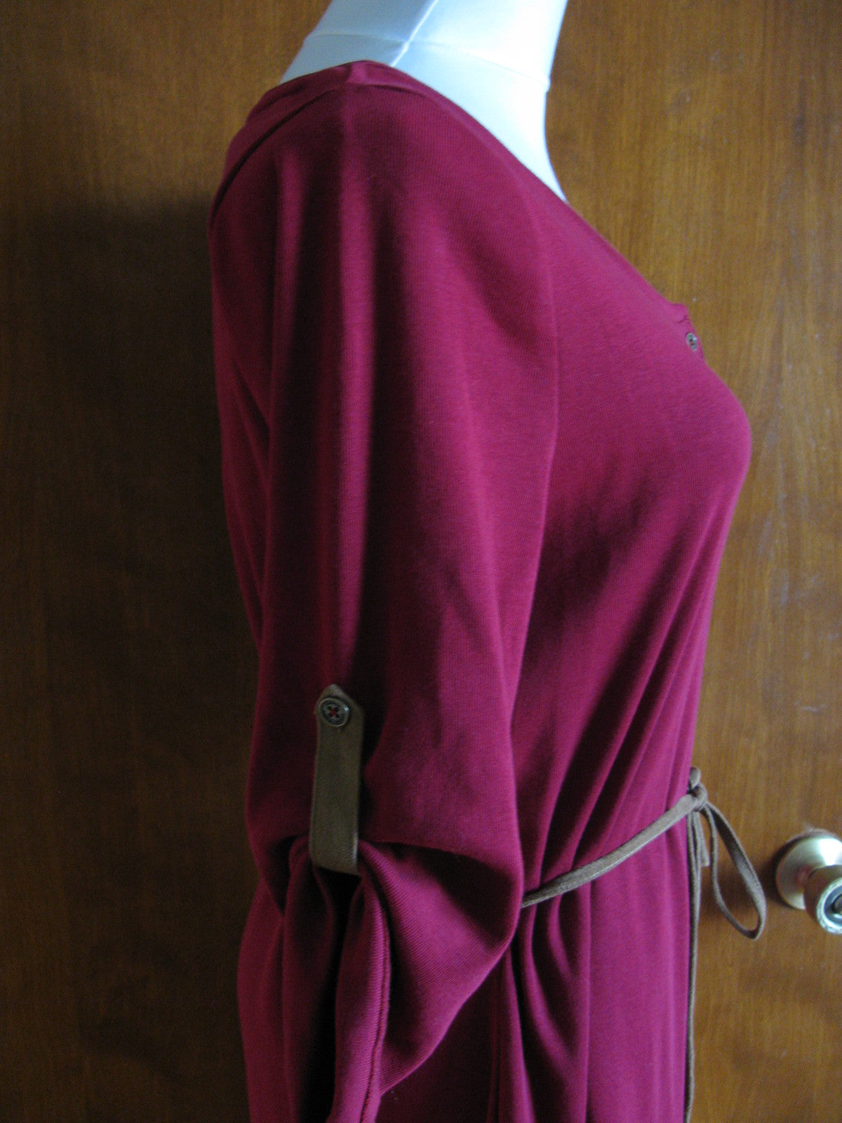 Lauren Ralph Lauren women's burgundy belted new dress size Large