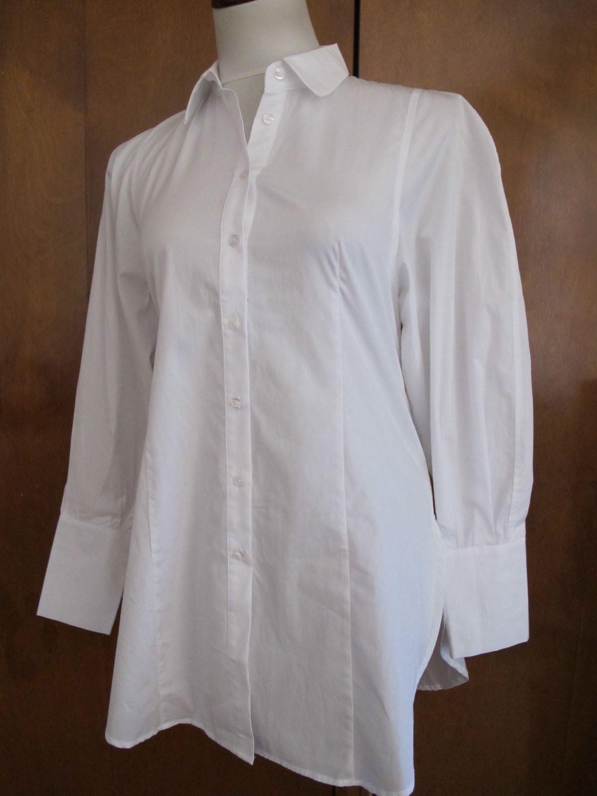 Anthropologie Maeve women's white detailed cotton long top size 2 NWT