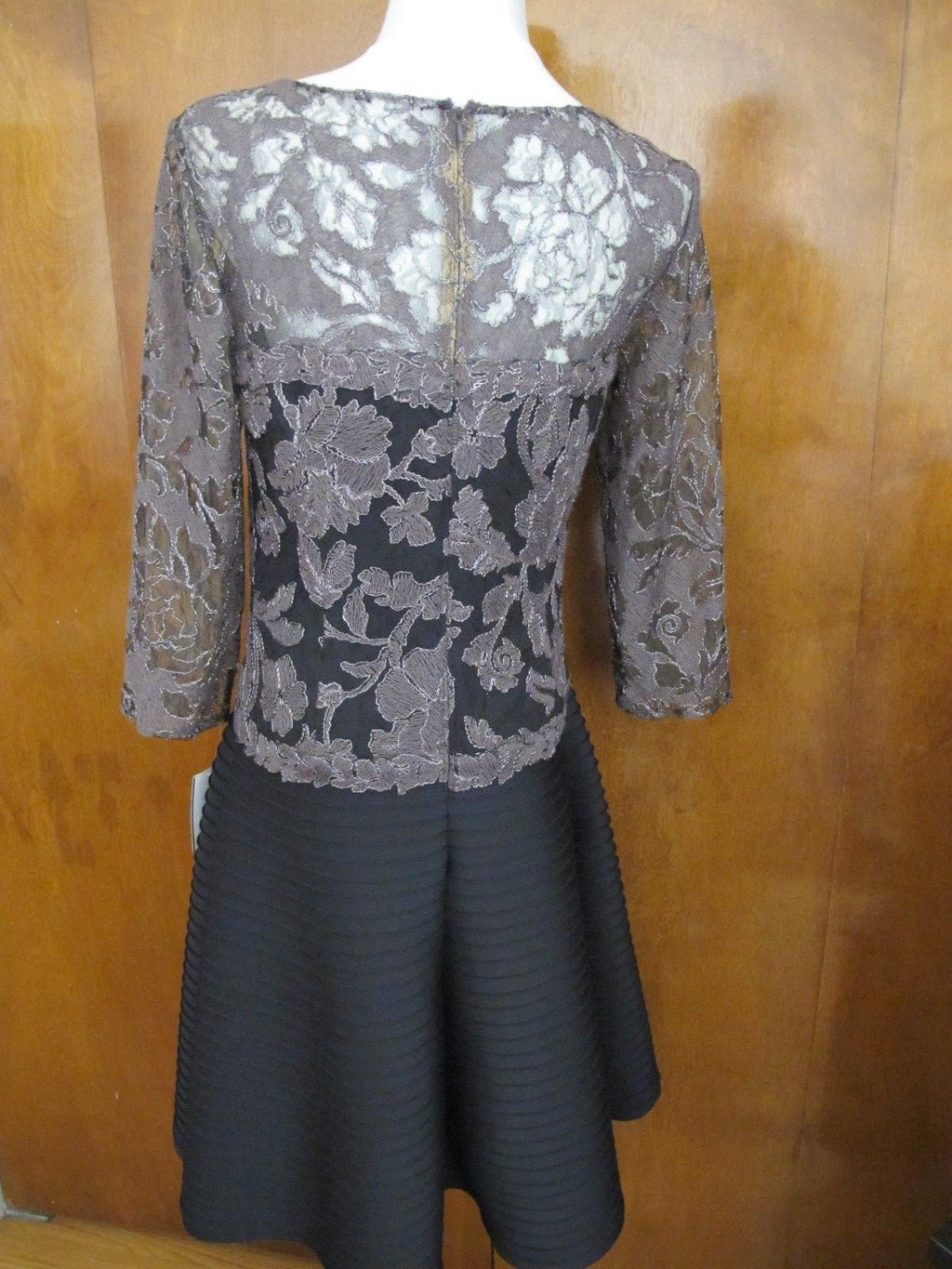 Tadashi Shoji women’s black with mesh A-Line New evening dress New