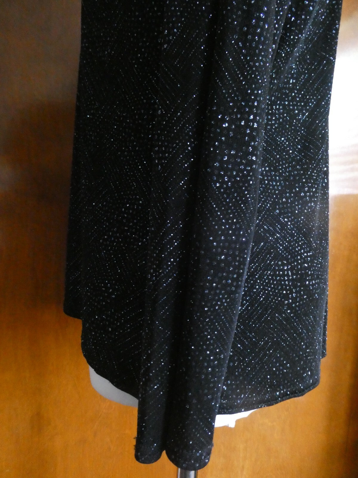 Vtg Onyx Nite Women Black Sparkles Glitter Long Sleeve Cardigan Made USA P/Large