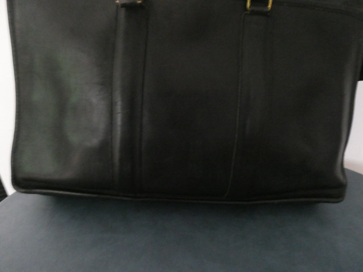 Vintage Authentically Coach Briefcase/ Tote Black Glove-Tanned Leather 570-8625