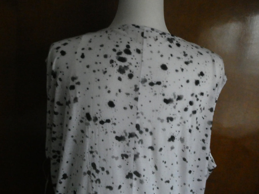 Michael Kors Women Top White/Black Splash Print 100% Tencel Medium $69.50