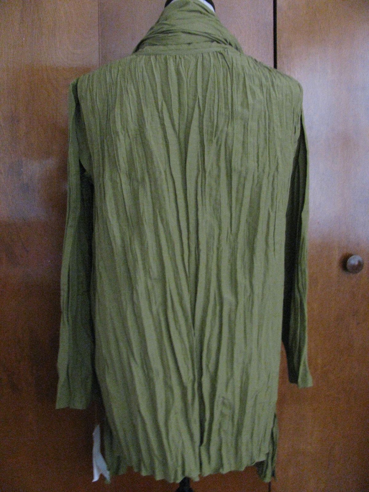 Jones New York Women's Green Pleated Long Cardigan Medium