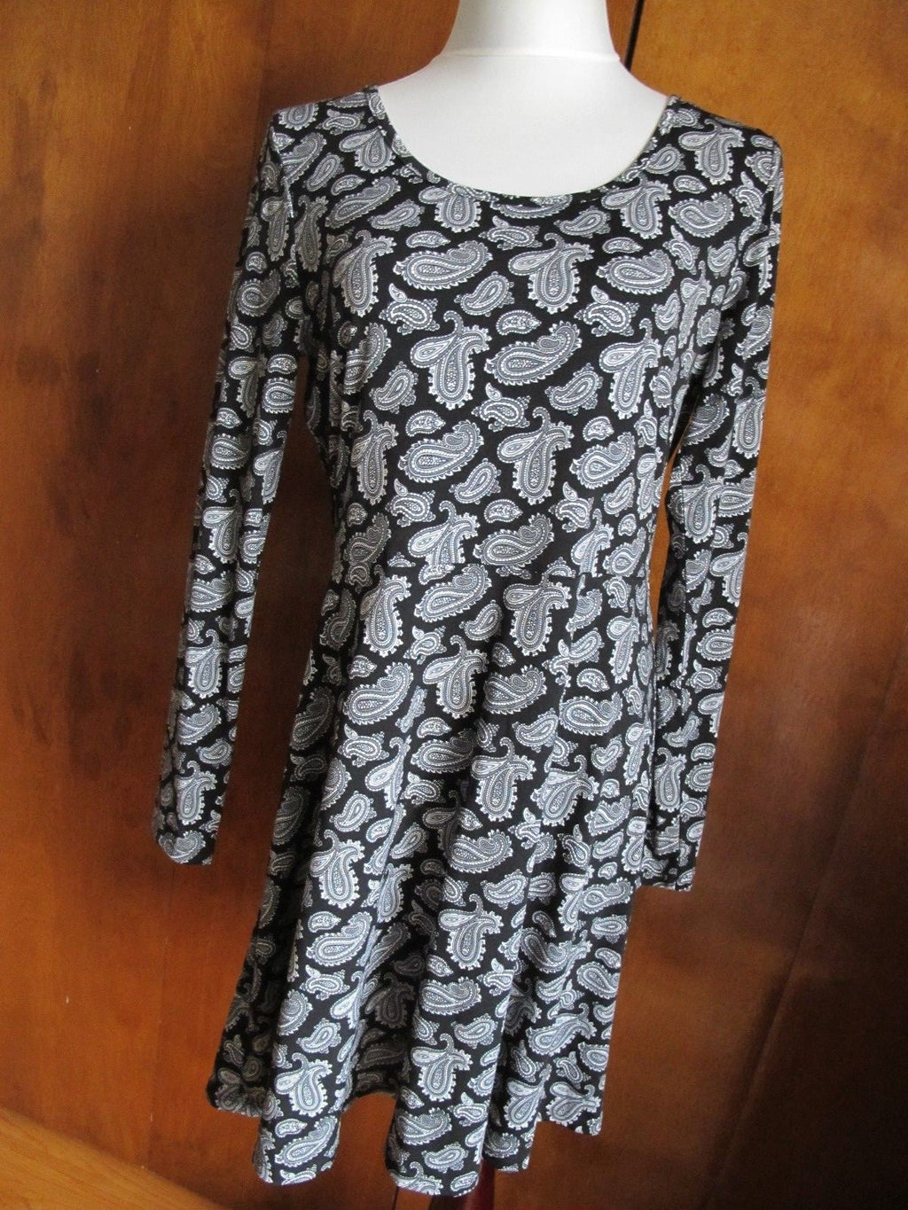 Michael Kors women’s printed multi color boat neck jersey A-line dress large 