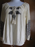 Denim & Supply women's ivory cotton embroidered top medium 