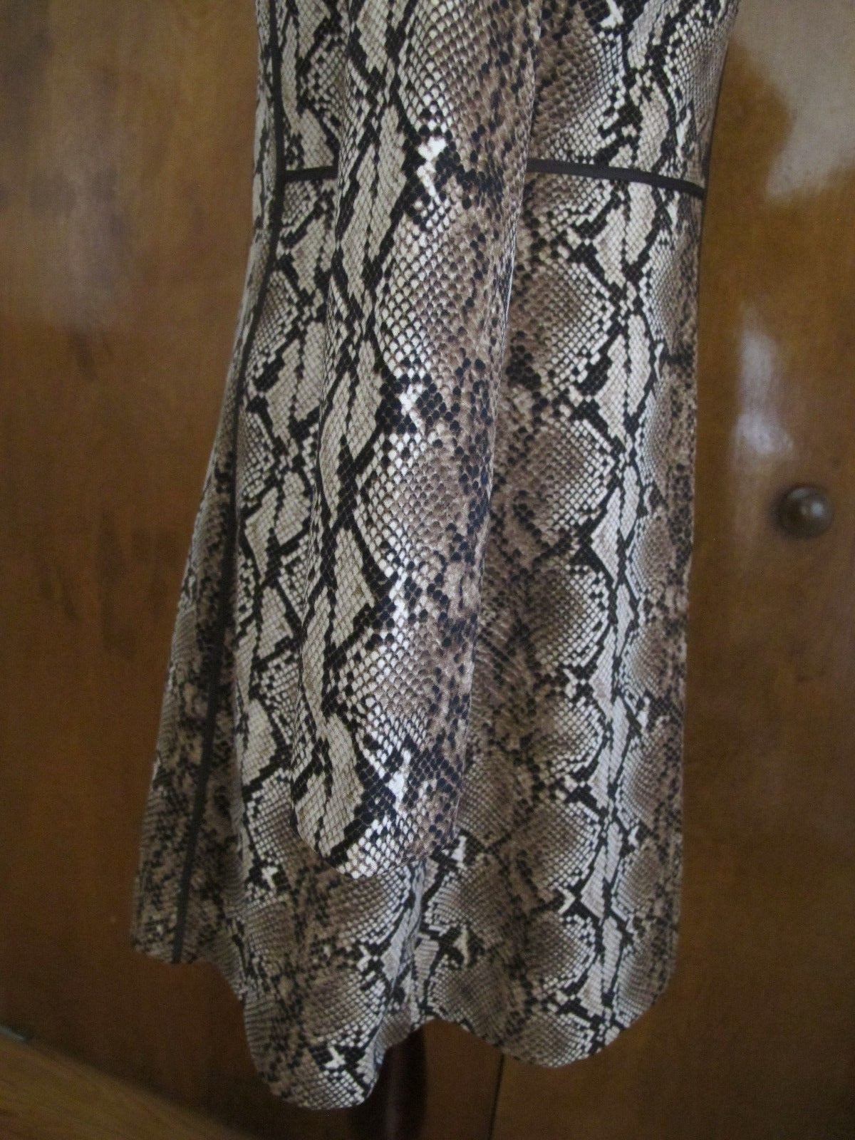 Michael Kors women’s caramel printed boat neck A-line dress 8P 