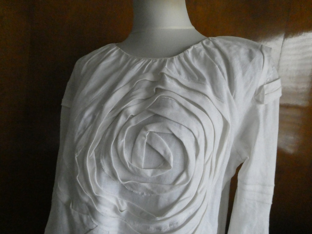 Joseph A. women's 100% linen white stylish detailed tunic top size 8