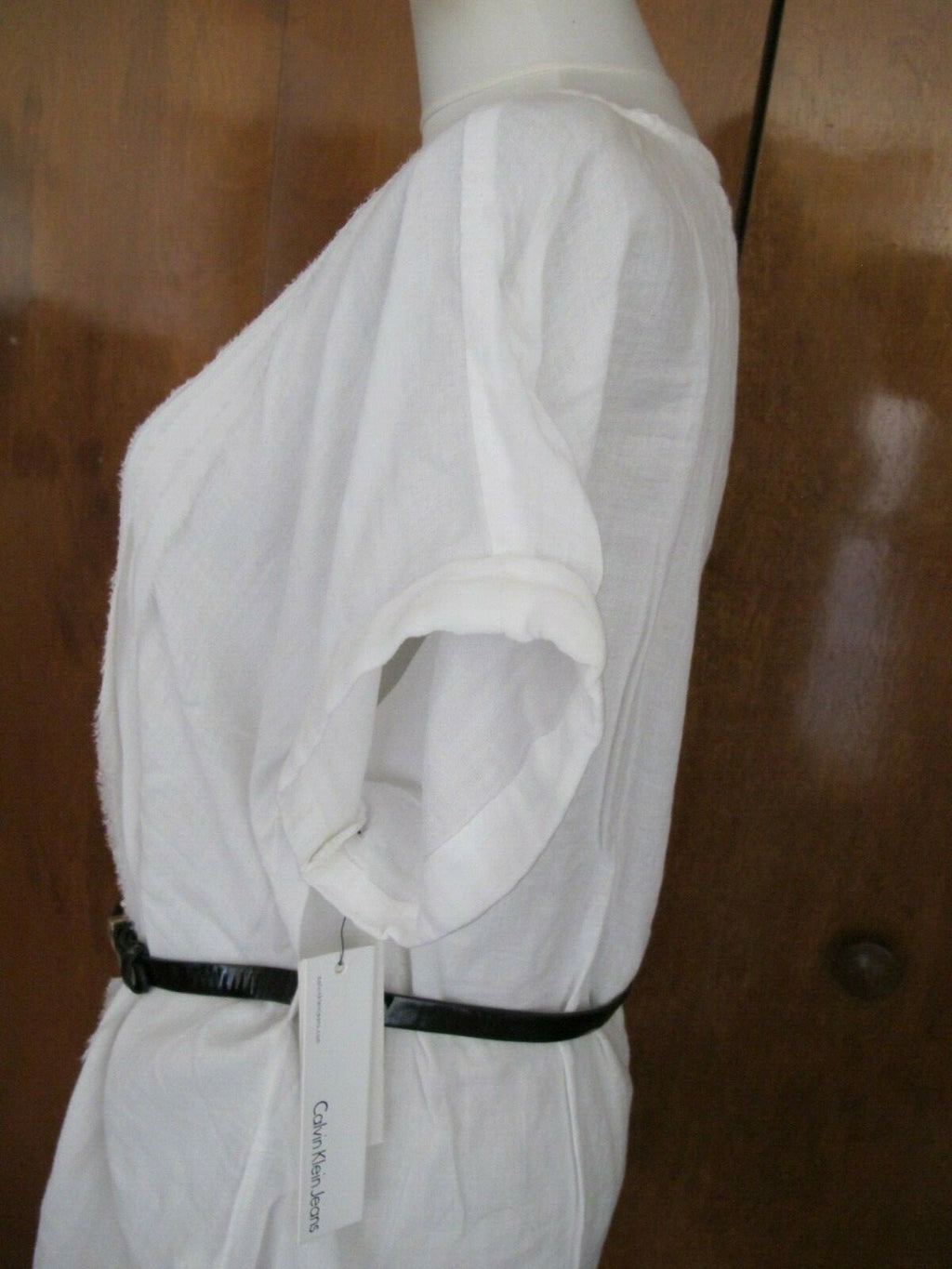 New Calvin Klein Jeans women's white soft top Size PLarge can fit regular Large